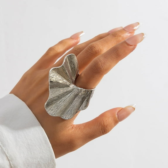 Yoyauz Wide Bands Rings Thick Rings For Women Irregular Thick Gold & Silver Rings Simple Statement Rings Jewelry Gifts For Women