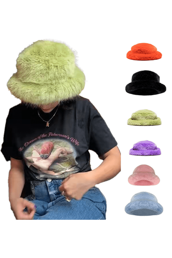 Winter Plush Bucket Hat for Women Faux Fur Fisherman Cap Hat Warmer Mink Hat Streetwear Accessory