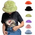 thumbnail image 1 of Yoyauz Winter Plush Bucket Hat for Women Faux Fur Fisherman Cap Hat Warmer Mink Hat Streetwear Accessory, 1 of 4
