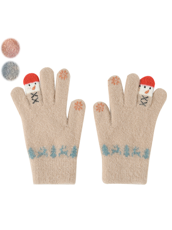 Winter Warm Touch Screen Gloves, Knitted Gloves, Men's & Women's (Christmas Snowman)