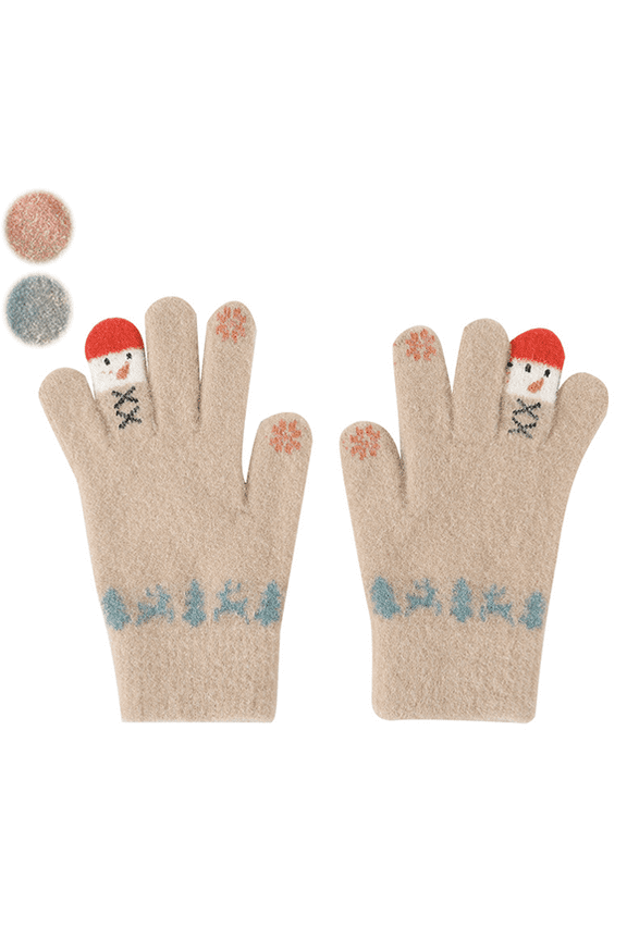 Winter Warm Touch Screen Gloves, Knitted Gloves, Men's & Women's (Christmas Snowman)