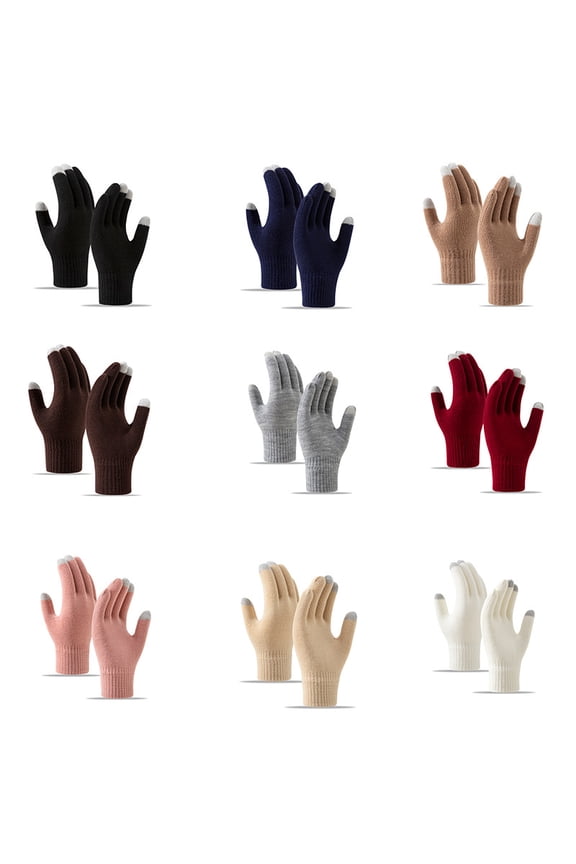 Winter Wool Lined Gloves, Men's And Women's Touch Screen Gloves, Knitted Elastic Warm And Cold Weather