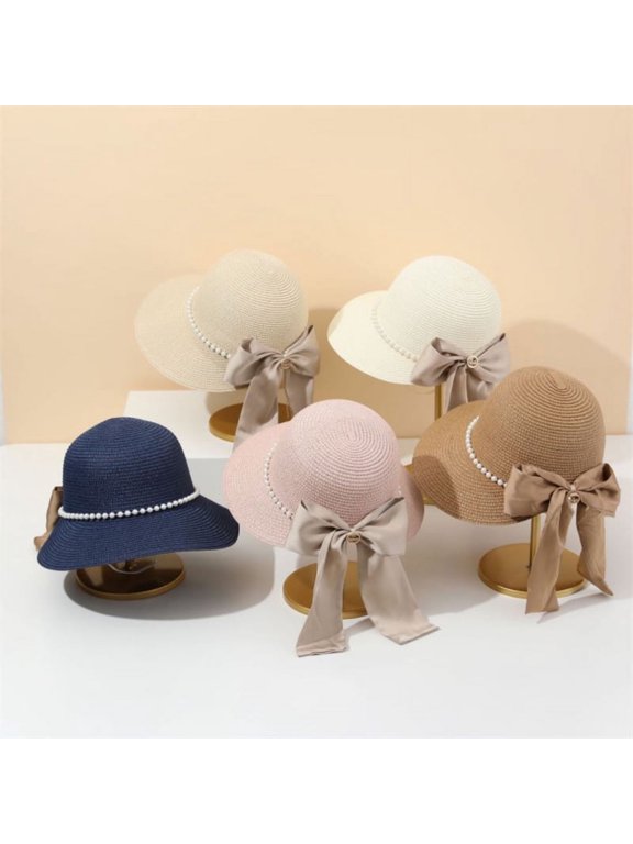 Women Straw Sun Visor, Wide Brim UPF 50+ UV Protection hat, Adjustable Roll UP Ponytail Cap, Foldable Packable Beach Hat