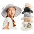 thumbnail image 1 of Yoyauz Women Sun Hat with Mesh Flower Decoration Wide Brim Hat Occasion Event Organza Fancy Church Dress Hat, 1 of 5