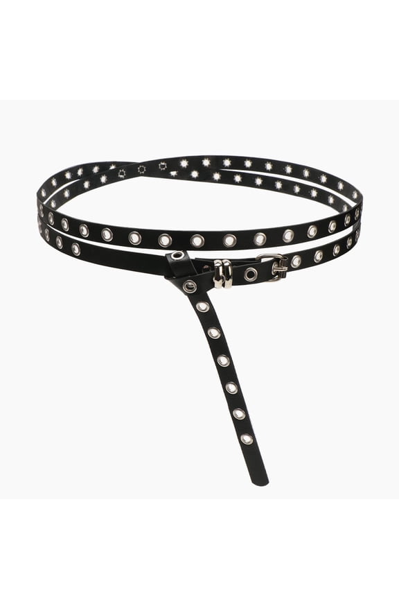 Women's Extra Long Thin Belt Y2K Style, Women's Leather Belt, Casual Fashion Belt with Metal Buckle