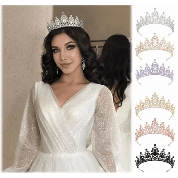 Yoyauz Women's Gemstone Crowns and Crowns, Crystal Queen Crowns, Silver Wedding Crowns for Bridals, Metal Birthday Barmitzor Tiaras