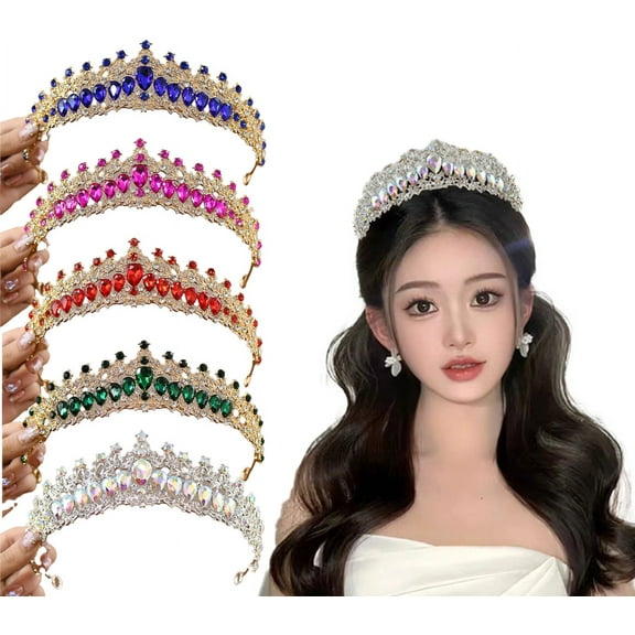 Yoyauz Women's Gold Crown Crystal Princess Tiara Crystal Queen's Crown Wedding, Bridal Hair Ornament Birthday Prom, Beauty Pageant Party Barmitzvah Rite of Passage, Photo Props