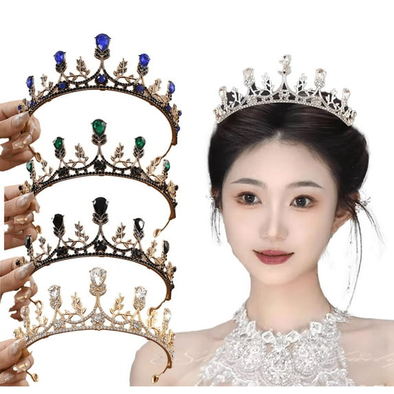 Yoyauz Women's Gold Crown Crystal Princess Tiara Crystal Queen's Crown Wedding, Bridal Hair Ornament Birthday Prom, Beauty Pageant Party Barmitzvah Rite of Passage, Photo Props