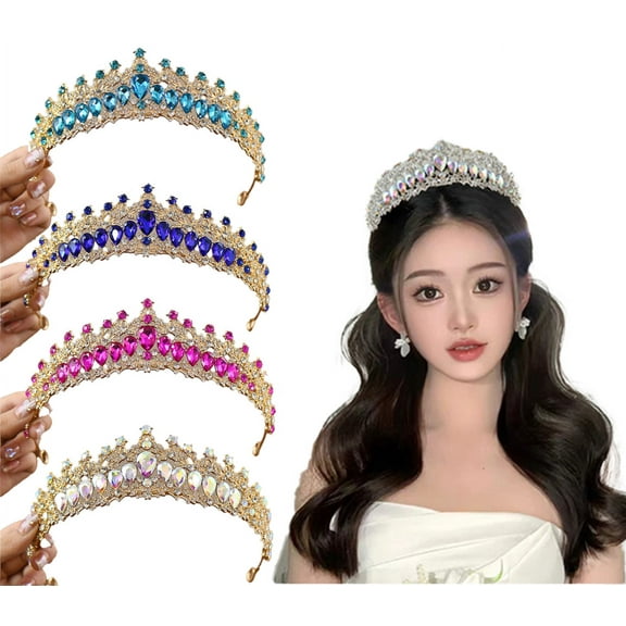 Yoyauz Women's Gold Crown Crystal Princess Tiara Crystal Queen's Crown Wedding, Bridal Hair Ornament Birthday Prom, Beauty Pageant Party  Barmitzvah Rite of Passage, Photo Props