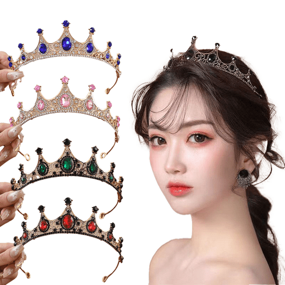 Yoyauz Women's Gold Crown Crystal Princess Tiara Crystal Queen's Crown Wedding, Bridal Hair Ornament Birthday Prom, Beauty Pageant Party Barmitzvah Rite of Passage, Photo Props