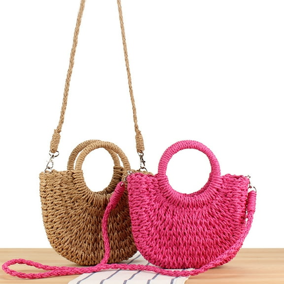 Yoyauz Women's Grass Woven Beach Bag - Women's Beach Handmade Woven Handbag, Summer Mesh Hollow Shoulder Bag, Suitable for Holidays