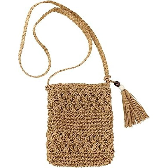 Yoyauz Women's Grass Woven Beach Bag - Women's Beach Handmade Woven Handbag, Summer Mesh Hollow Shoulder Bag, Suitable for Holidays