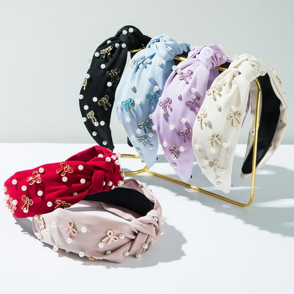 Yoyauz Women's Headbands Pearl Crystal Knot Headband Rhinestone Embellished Gemstone Headband Women's Christmas Holiday Hair Accessories Holiday Party Gifts