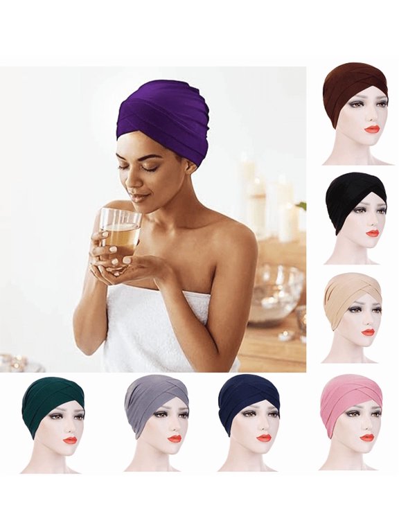 Women's Hijab Chemotherapy Headdress Cancer Cap Bandana Elastic Bandana Hat Beanie Nightcap
