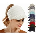 thumbnail image 1 of Yoyauz Women's Knitted Beanies High Bun Ponytail Skull Hat Elastic Winter Thick Warm Visor Crochet Hat, 1 of 7