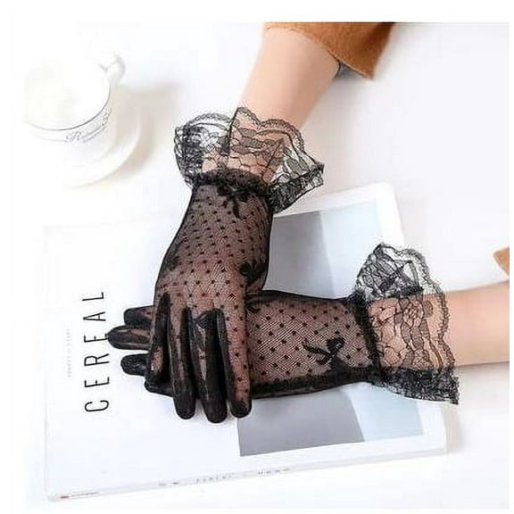 Yoyauz Women's Lace Gloves, Ladies Tea Party Gloves, Elegant Short Gloves, Courtesy Gloves, Wedding Dinner, Opera Party