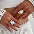 thumbnail image 1 of Yoyauz Women's Pearl Rings Geometric Irregular Pearl Rings Women's Open Adjustable Bands, 1 of 5