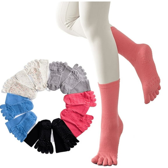 Yoyauz Women's Pilates Grip Socks Five-Finger Yoga Socks, Full-Toe Non-Slip Socks, Suitable For Yoga, Pilates, Ballet, Dance