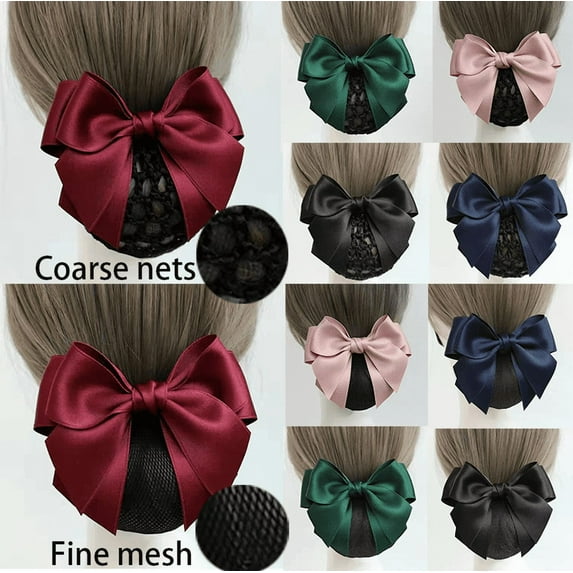 Yoyauz Women's Pro Bow Barrette Hair Clip Cover Bowknot Bun Cover Net Snood Hairnet, Lace Bowknot Hair Accessories Headdresses