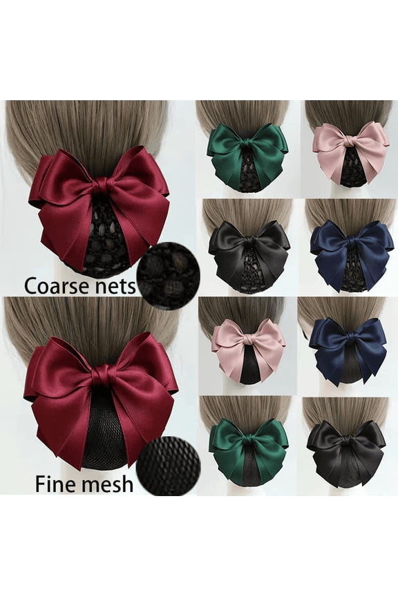 Women's Pro Bow Barrette Hair Clip Cover Bowknot Bun Cover Net Snood Hairnet, Lace Bowknot Hair Accessories Headdresses