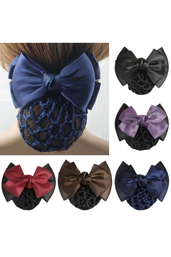 Women's Pro Bow Barrette Hair Clip Cover Bowknot Bun Cover Net Snood Hairnet, Lace Bowknot Hair Accessories Headdresses