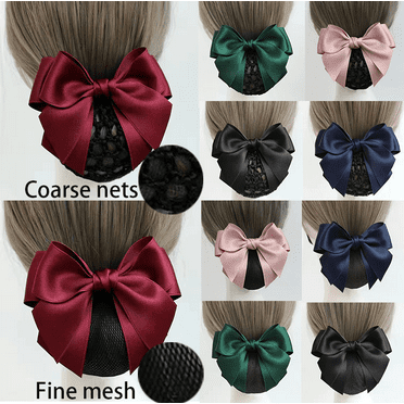 Yoyauz Women's Pro Bow Barrette Hair Clip Cover Bowknot Bun Cover Net Snood Hairnet, Lace Bowknot Hair Accessories Headdresses