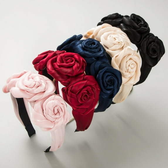 Yoyauz Women's Rose Head Wide Non Slip Headband Christmas Wedding Valentine's Day Party Hair Accessories