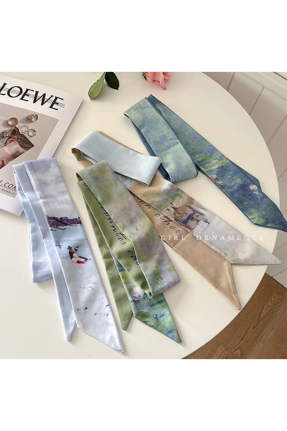 Women's Satin Neck Scarf, Hair Scarf Accessories, Light and Fashionable Scarf, Multifunctional Silk Scarf, 4PCS