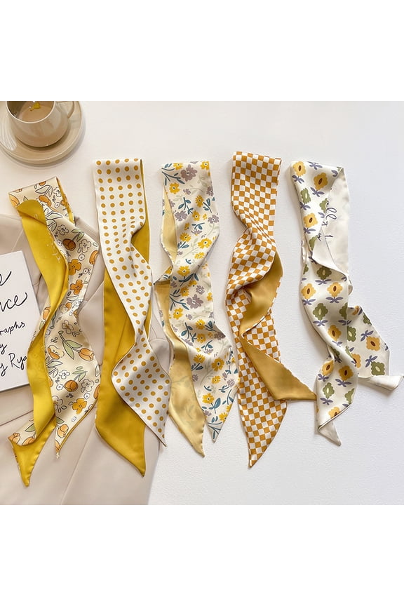 Women's Satin Neck Scarf, Hair Scarf Accessories, Light and Fashionable Scarf, Multifunctional Silk Scarf, 5PCS