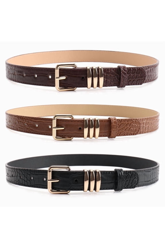 Women's Serpentine Belt, Women's Leather Belt, Casual Fashion Belt with Metal Buckle