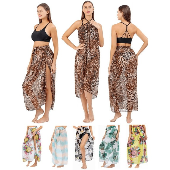 Yoyauz Women's Summer Sexy Wrap Skirt Semi-Sheer Swimsuit Beach Smock