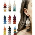 thumbnail image 1 of Yoyauz Women's Tassel Earrings Pendants, Colorful Layered Pendant Earrings Bohemian Long Tassels Handmade Wool Thread Earrings For Girly Gifts, 1 of 6