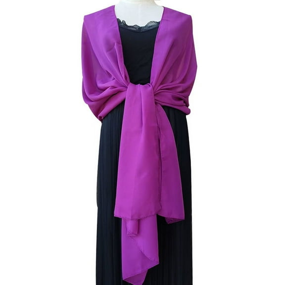 Yoyauz solid chiffon evening dress shawl, party shawl, scarf dual-purpose, organza shawl