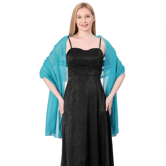 Yoyauz solid chiffon evening dress shawl, party shawl, scarf dual-purpose, organza shawl