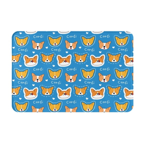 Yoyoae Corgi Dog Face Print Front Door Mat Outside Entrance,16''*24'' Doormat Non-Slip Rug Cushion Ideal for Entrance, Mudrooms, Patios & Garages