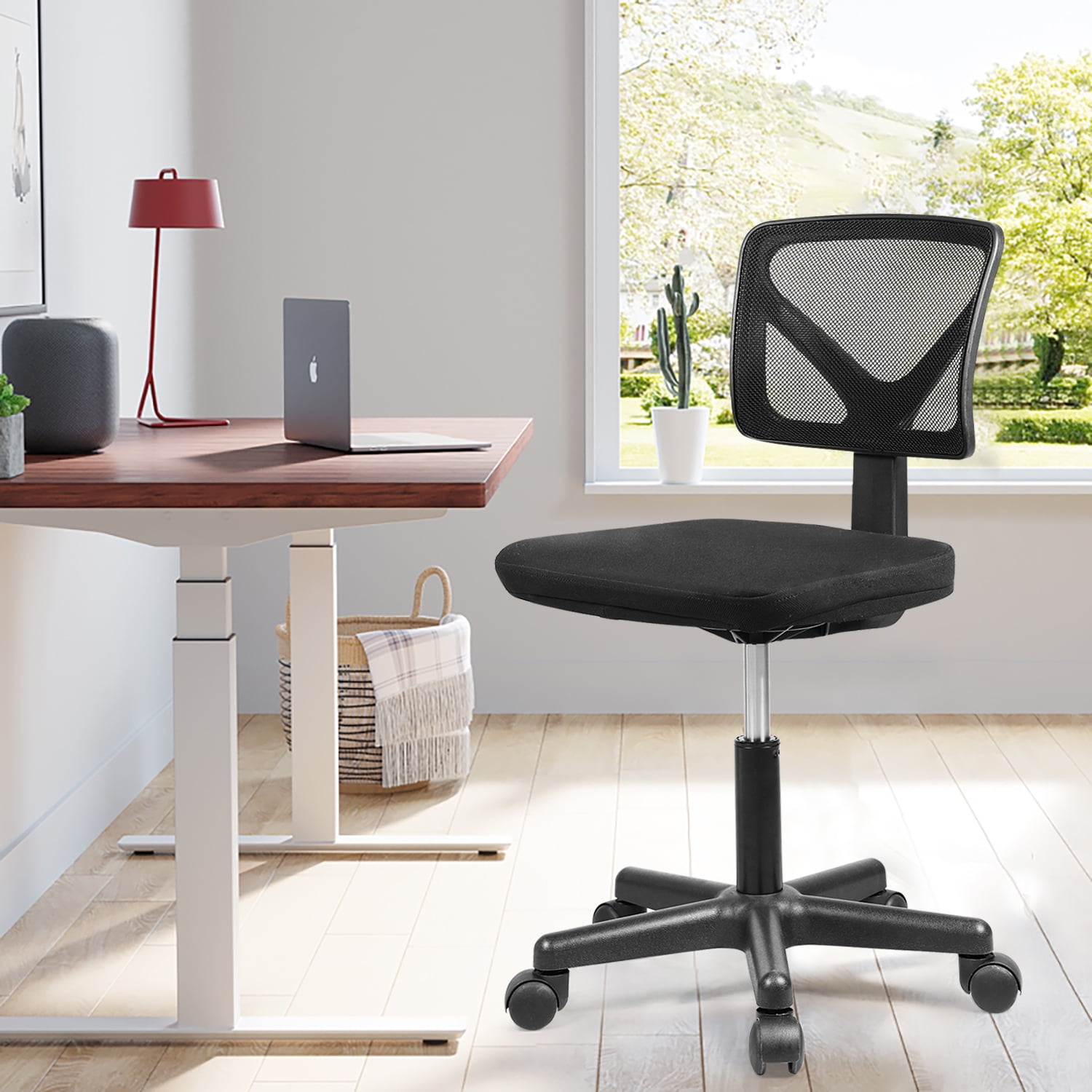 Armless Small Home Office Desk Chair, Ergonomic Low Back Computer