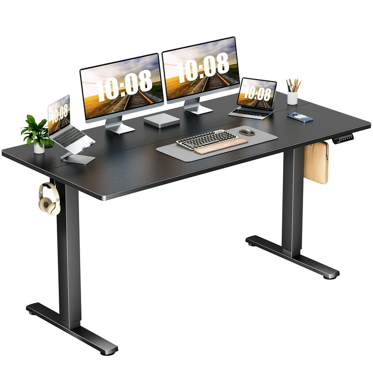 Yoyomax Electric Standing Desk Height Adjustable Desk 63 x 24 Inches Ergonomic Stand up Desk with Memory Preset and T Shaped Metal Bracket for Home