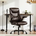 thumbnail image 1 of Yoyomax Office Chair, Ergonomic Executive Computer Desk Chairs with Adjustable Flip-up Armrest, Swivel Task Chair with Lumbar Support, Strong Metal Base, PU Leather, 1 of 8