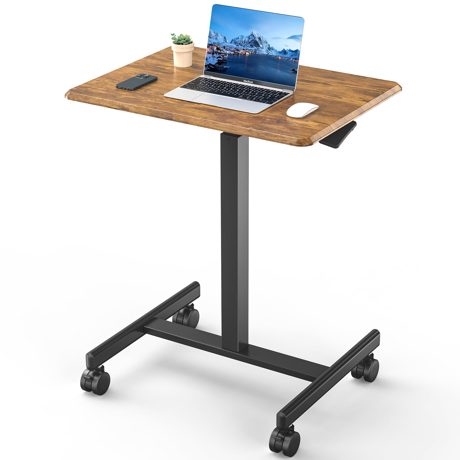 Yoyomax Adjustable Height Mobile Desk Standing Laptop Cart with Wheels For Home Office Classroom Walmart