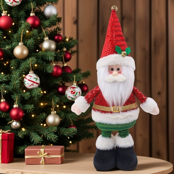 Yoziaaoa 1 Pcs Christmas Doll with Retractable Legs, Handmade Standing Snowman Figure, Festive Winter Holiday Party Decor for Indoor Outdoor Home Display(Multicolor)