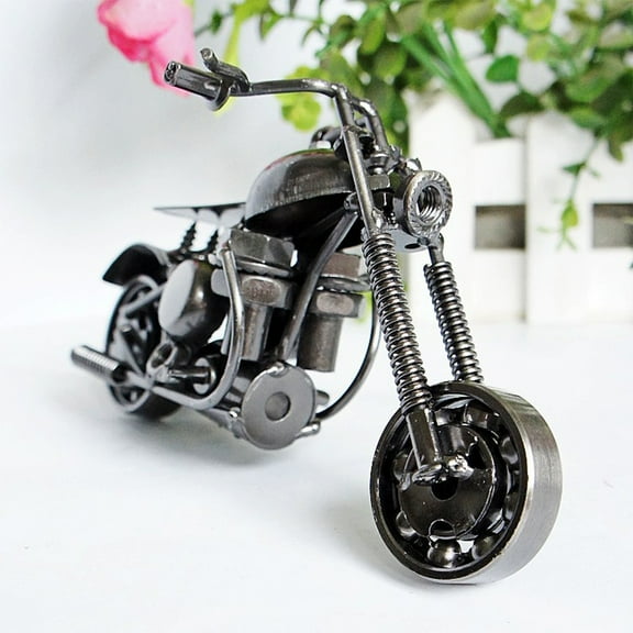 Yoziaaoa 1 Pcs Detailed Metal Motorcycle Model Figurine with Vintage Alloy Finish, Personalized Desktop Decoration for Living Spaces, 5.9x3.93x2.36in(Black)