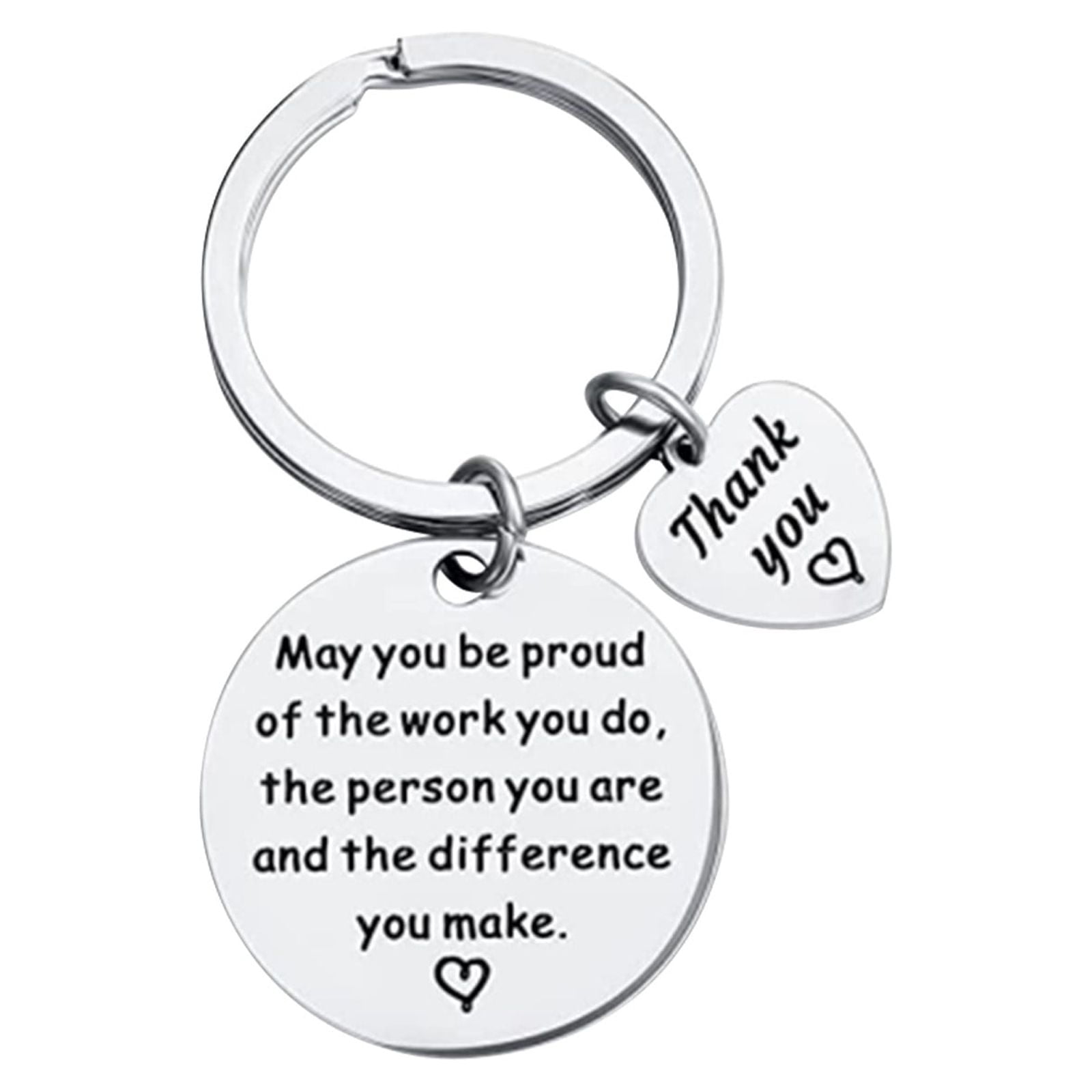 Yoziaaoa 1 Pcs Love Encouragement Keychain, Inspirational Stainless Steel Gift with Thank You Quotes, Bright Metal Plaque for Warm Wishes, Thoughtful Present for Friends and Loved Ones