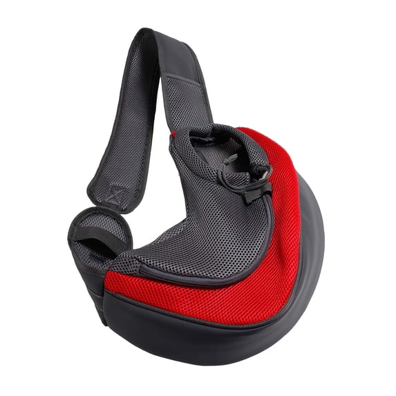 Yoziaaoa 1 Pcs Pet Dog Sling Carrier Large Pocket Adjust Strap Anti-Falling Design Breathable Mesh Travel Safe Sling Bag Carrier for Dogs Cats (Red)