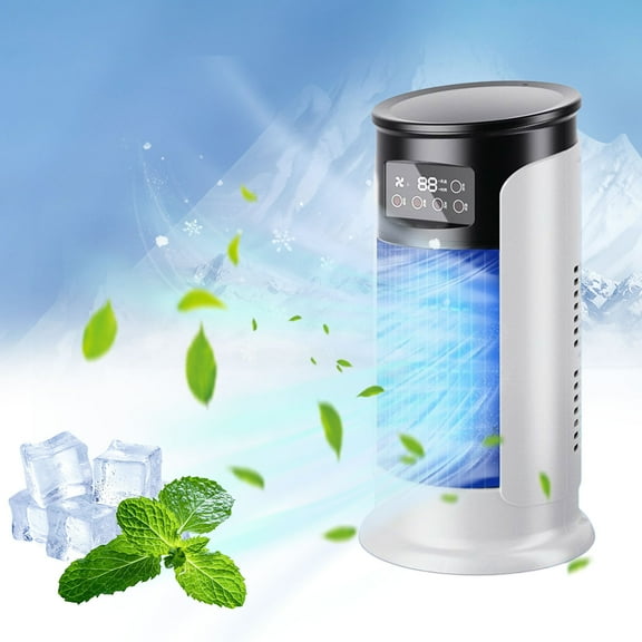 Yoziaaoa 1 Pcs Portable Air Conditioner - Portable Air Conditioners Fan Evaporative Cooler | USB Quiet Room Cooling Adjustable Speeds Evaporative Personal Cooler for Tables Bedside Home(white)