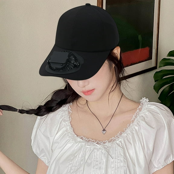 Yoziaaoa 1 Pcs USB Rechargeable Cooling Fan Hat With 360° Adjustable Breeze, UPF50  Sun Protection For Outdoor Activities, Type-C Fast Charging, 8.66x4.72x5.91in(Black)