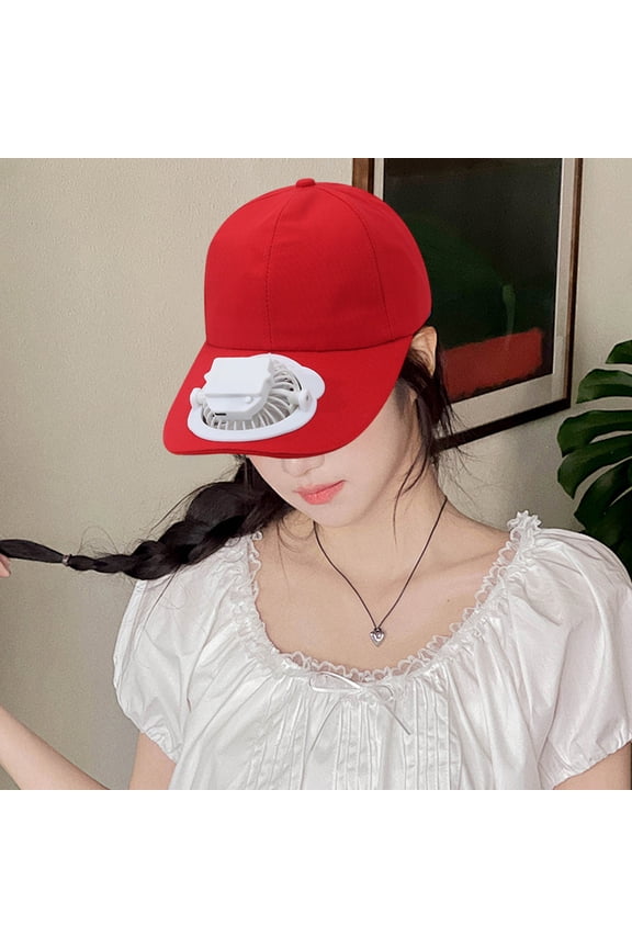 1 Pcs USB Rechargeable Cooling Fan Hat With 360° Adjustable Breeze, UPF50+ Sun Protection For Outdoor Activities, Type-C Fast Charging, 8.66x4.72x5.91in(Red)