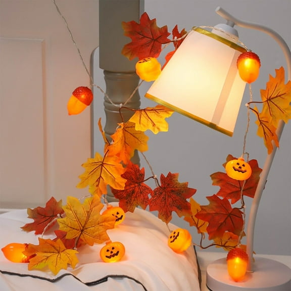 Yoziaaoa 1 Pcs Vibrant Fall Harvest Light Strand Featuring Acorn and Leaf Accents, Two Lighting Modes Create Cozy Ambiance for Seasonal Displays(Multi-color)