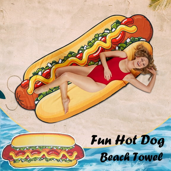 Yoziaaoa 1 pcs Sandproof Beach Towel Oversized Hot Dog Quick Dry Towels for Travel Pool Towels Beach Accessories Bath Sheets Towels for Adults Beach Blanket Summer Essentials Cute Stuff