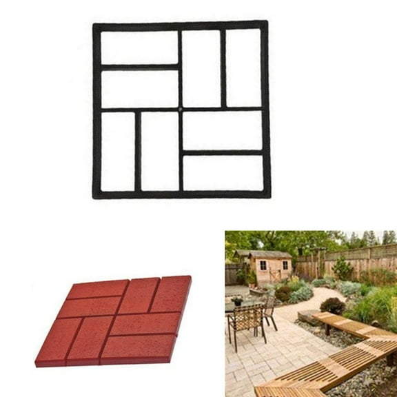 Yoziaaoa 2 Pcs 15.75 x 15.75 x 1.57inch Reusable Concrete Walk Path Maker, Stone Stepping Paver, Yard Garden Lawn Patio DIY Walkway Pavement Paving Form (black)