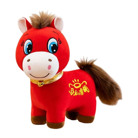 Yoziaaoa 2 Pcs 2026 Year of the Horse Mascot, Small Pony Plush Ornament, Chinese Zodiac Decorative Doll with Embroidered Saddle, Pocket Size Keychain for Car Mirror, Festive Lunar New Year Gift